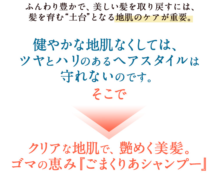 洗うたびに高まるツヤとハリ『ごまくりあシャンプー』