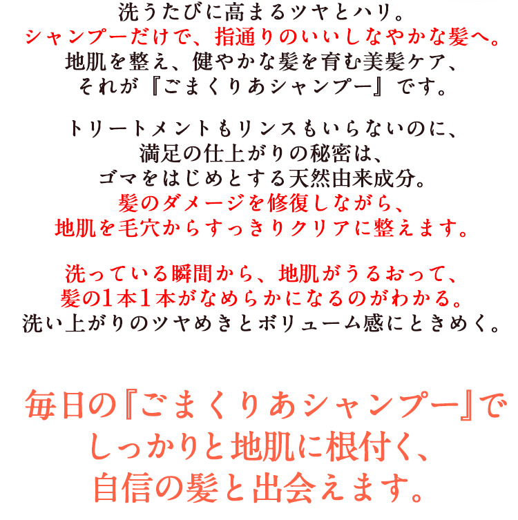 トリートメントもリンスもいらない『ごまくりあシャンプー』